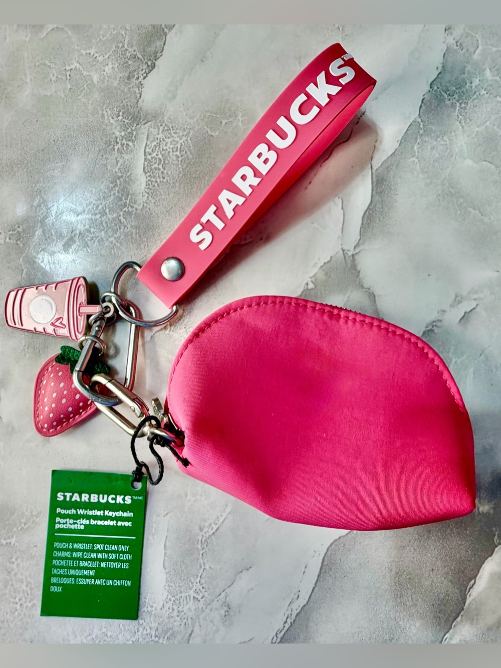 Starbucks Pink vibes Collection Pouch Wristlet Keychain - NWT, Pink Drink - Picture 4 of 7